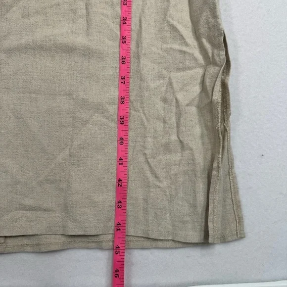 Nina Piccalino Linen Blend Short Sleeve Maxi Dress Womens Size 8 V Neck Oatmeal - Picture 6 of 6